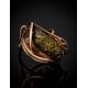 Gold-Plated Ring With Green Amber The Illusion, Ring Size: 12 / 21.5, image , picture 2