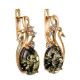 Gold-Plated Earrings With Green Amber And Crystals The Swan, image , picture 3