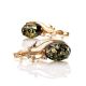 Gold-Plated Earrings With Green Amber And Crystals The Swan, image , picture 4