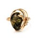 Gold-Plated Ring With Green Amber And Crystals The Swan, Ring Size: 11 / 20.5, image , picture 4
