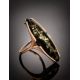 Gold-Plated Silver Ring With Green Amber The Barcelona​, Ring Size: 13 / 22, image , picture 3