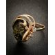 Gold-Plated Ring With Green Amber And Crystals The Swan, Ring Size: 12 / 21.5, image , picture 2