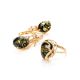 Gold-Plated Earrings With Green Amber And Crystals The Swan, image , picture 7