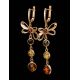 Gold-Plated Dangle Earrings With Multicolor Amber The Caprice, image , picture 4