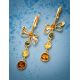 Gold-Plated Dangle Earrings With Multicolor Amber The Caprice, image , picture 2