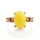 Honey Amber Ring In Gold-Plated Silver With Crystals The Nostalgia, Ring Size: 11 / 20.5, image , picture 4