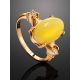 Honey Amber Ring In Gold-Plated Silver With Crystals The Nostalgia, Ring Size: 11 / 20.5, image , picture 2