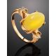 Honey Amber Ring In Gold-Plated Silver With Crystals The Nostalgia, Ring Size: 12 / 21.5, image , picture 2