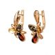 Wonderful Multicolor Amber Earrings In Gold-Plated Silver The Verbena, image , picture 4