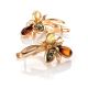Wonderful Multicolor Amber Earrings In Gold-Plated Silver The Verbena, image , picture 3