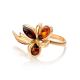 Gold-Plated Ring With Cognac Amber The Verbena, Ring Size: 10 / 20, image , picture 4