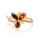 Gold-Plated Ring With Cognac Amber The Verbena, Ring Size: 12 / 21.5, image , picture 4