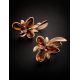 Gold-Plated Earrings With Cognac Amber The Verbena, image , picture 2