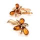Gold-Plated Earrings With Cognac Amber The Verbena, image , picture 3