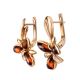 Gold-Plated Earrings With Cognac Amber The Verbena, image , picture 4