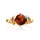 Cognac Amber Ring In Gold-Plated Silver With Crystals The Sambia, Ring Size: 13 / 22, image , picture 4