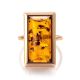 Bold Gold-Plated Ring With Cognac Amber The Chelsea, Ring Size: 12 / 21.5, image , picture 4