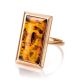 Bold Gold-Plated Ring With Cognac Amber The Chelsea, Ring Size: 12 / 21.5, image , picture 5