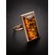 Bold Gold-Plated Ring With Cognac Amber The Chelsea, Ring Size: 11.5 / 21, image , picture 2