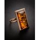 Bold Gold-Plated Ring With Cognac Amber The Chelsea, Ring Size: 12 / 21.5, image , picture 2