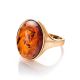 Gold-Plated Ring With Cognac Amber The Goji, Ring Size: 12 / 21.5, image , picture 3