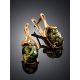 Gold-Plated Earrings With Green Amber The Crocus, image , picture 2