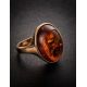 Gold-Plated Ring With Cognac Amber The Goji, Ring Size: 5 / 15.5, image , picture 2