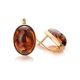 Gold-Plated Earrings With Cognac Amber The Goji, image , picture 3