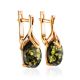 Gold-Plated Earrings With Green Amber The Crocus, image , picture 3