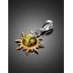 Sun Shaped Gold-Plated Pendant With Amber The Helios, image , picture 2
