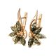 Amber Earrings In Gold-Plated Silver with Crystals The Lotus, image , picture 3