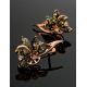 Amber Earrings In Gold-Plated Silver with Crystals The Lotus, image , picture 2