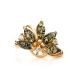 Bold Green Amber Ring In Gold-Plated Silver With Crystals The Verbena, Ring Size: 13 / 22, image , picture 3