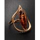 Gold-Plated Ring With Cognac Amber And Champagne Crystals The Raphael, Ring Size: 5.5 / 16, image , picture 2