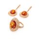 Gorgeous Amber Ring In Gold-Plated Silver With Crystals The Venus, Ring Size: 10 / 20, image , picture 4