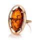 Bold Gold-Plated Cocktail Ring With Cognac Amber The Elegy, Ring Size: 13 / 22, image , picture 5