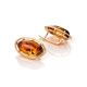 Oval Gold-Plated Earrings With Cognac Amber The Elegy, image , picture 4