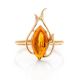 Refined Amber Ring In Gold-Plated Silver The Tulip, Ring Size: 13 / 22, image , picture 3