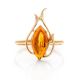 Refined Amber Ring In Gold-Plated Silver The Tulip, Ring Size: 12 / 21.5, image , picture 3