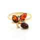 Gold-Plated Ring With Cherry Amber And Crystals The Verbena, Ring Size: 6.5 / 17, image , picture 3