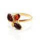 Gold-Plated Ring With Cherry Amber And Crystals The Verbena, Ring Size: 12 / 21.5, image , picture 4