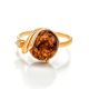 Bright Cognac Amber Ring With Crystal The Swan, Ring Size: 5.5 / 16, image , picture 3