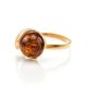 Bright Cognac Amber Ring With Crystal The Swan, Ring Size: 6 / 16.5, image , picture 4