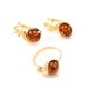 Cognac Amber Earrings In Gold-Plated Silver With Crystals The Swan, image , picture 6