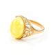 Oval Amber Ring In Gold-Plated Silver The Carmen, Ring Size: 6 / 16.5, image , picture 5