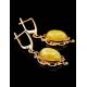 Gold-Plated Dangle Earrings With Butterscotch Amber The Carmen, image , picture 3