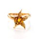 Wonderful Gold Plated Ring With Luminous Cognac Amber The Persimmon, Ring Size: 6 / 16.5, image , picture 4