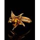 Wonderful Gold Plated Ring With Luminous Cognac Amber The Persimmon, Ring Size: 8 / 18, image , picture 3