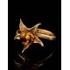 Wonderful Gold Plated Ring With Luminous Cognac Amber The Persimmon, Ring Size: 11.5 / 21, image , picture 3