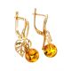 Gold-Plated Earrings With Cognac Amber The Florina, image , picture 4